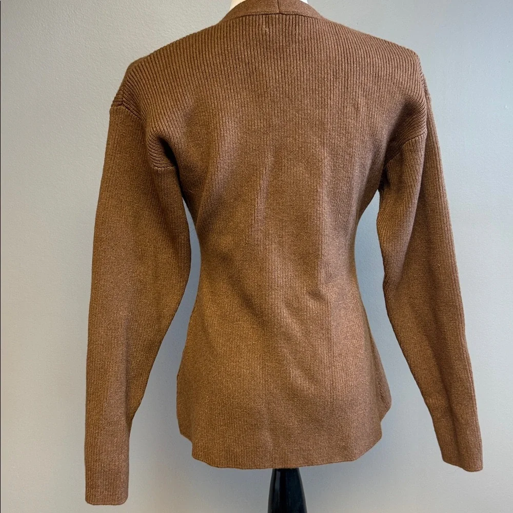 H&M Brown Ribbed Cardigan NWT Size S Button Front - Picture 3 of 5